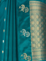 MIMOSA Sapphire Manipuri Linen Saree — fleets shot full lifestyle