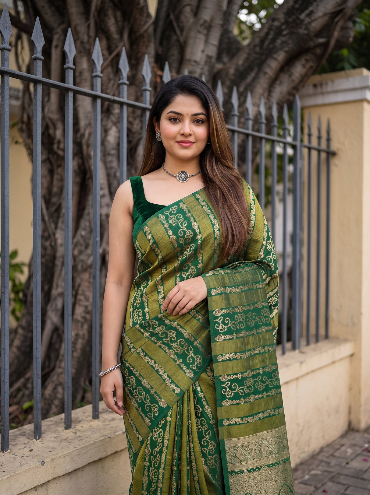 MIMOSA Green Saree Saree — pose 10 styling detail