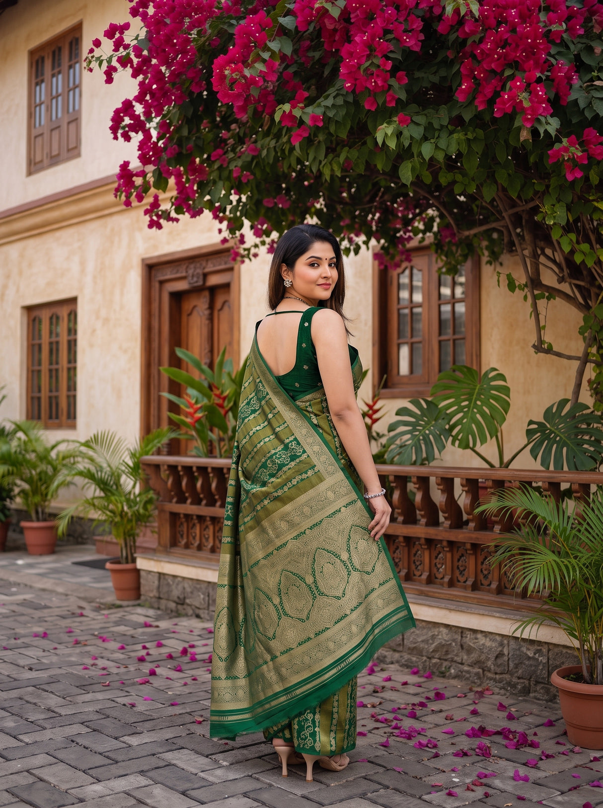 MIMOSA Green Saree Saree — pose 5 styling detail