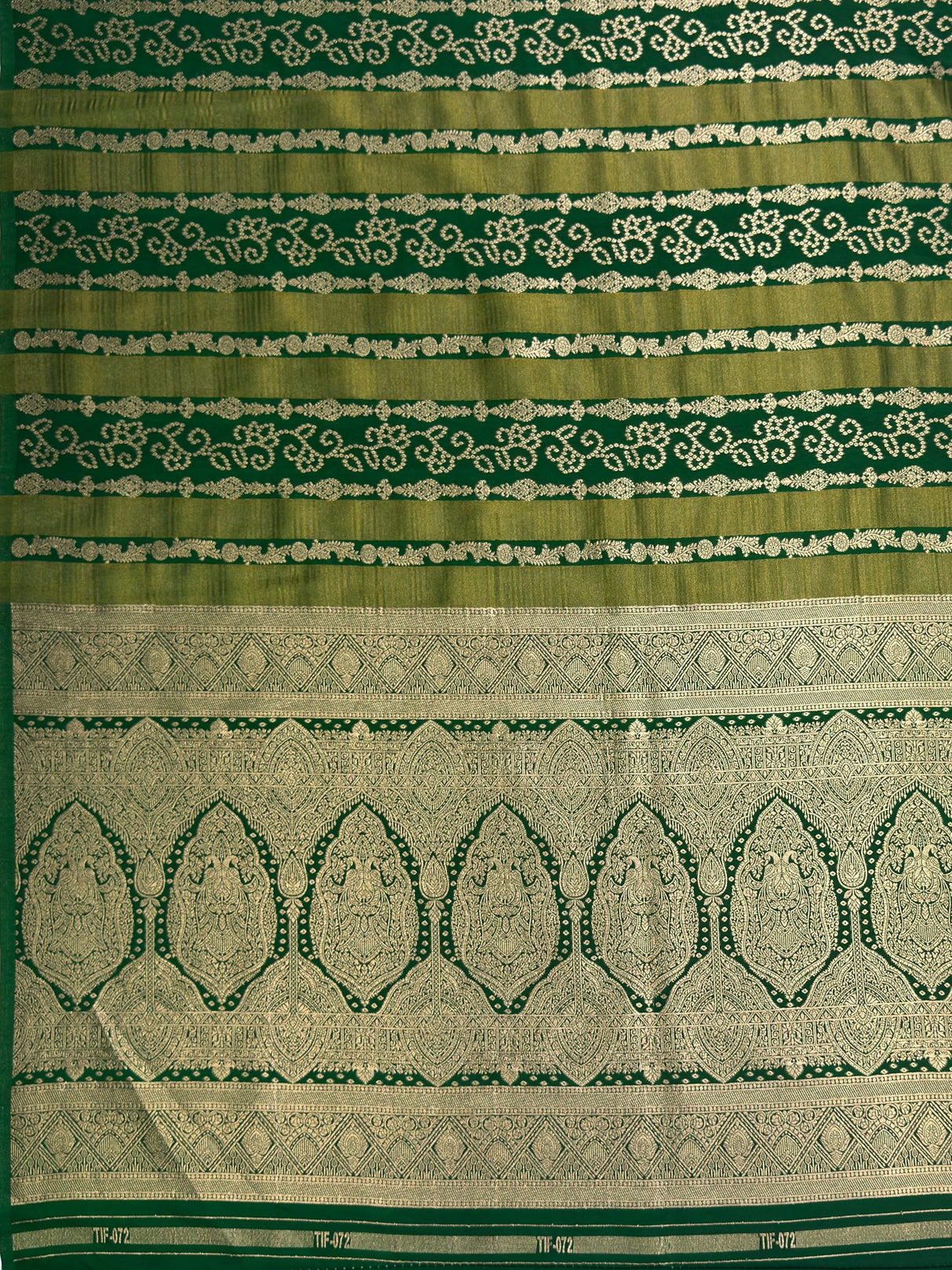 MIMOSA Green Saree Saree — pallu and zari work detail