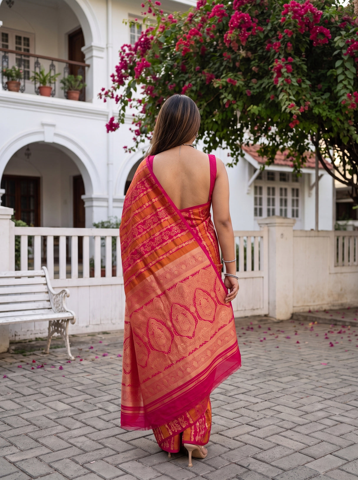 MIMOSA Strawberry Saree Saree — pose 2 styling detail