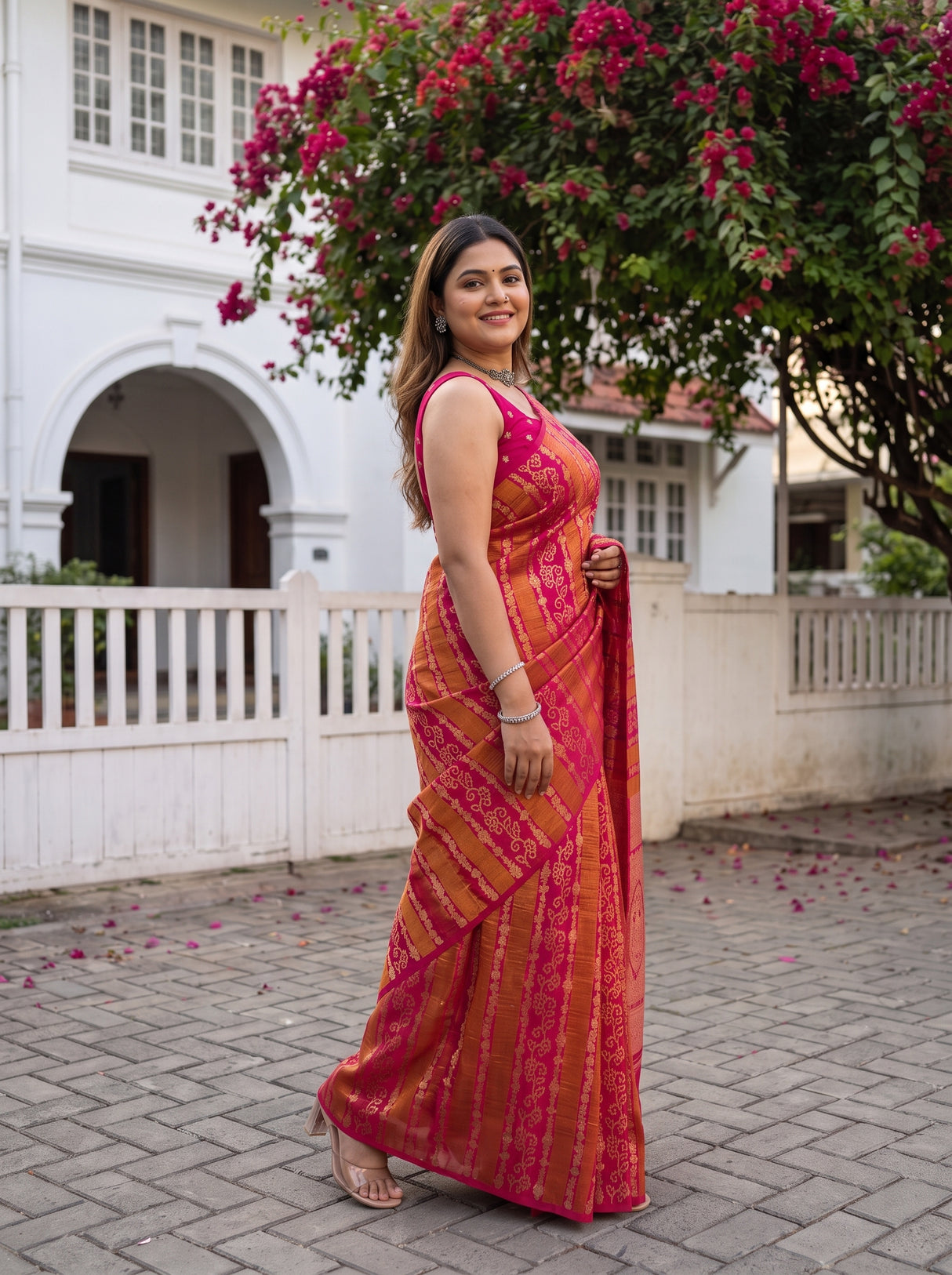 MIMOSA Strawberry Saree Saree — pose 5 styling detail