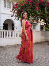 MIMOSA Strawberry Saree Saree — pose 5 styling detail
