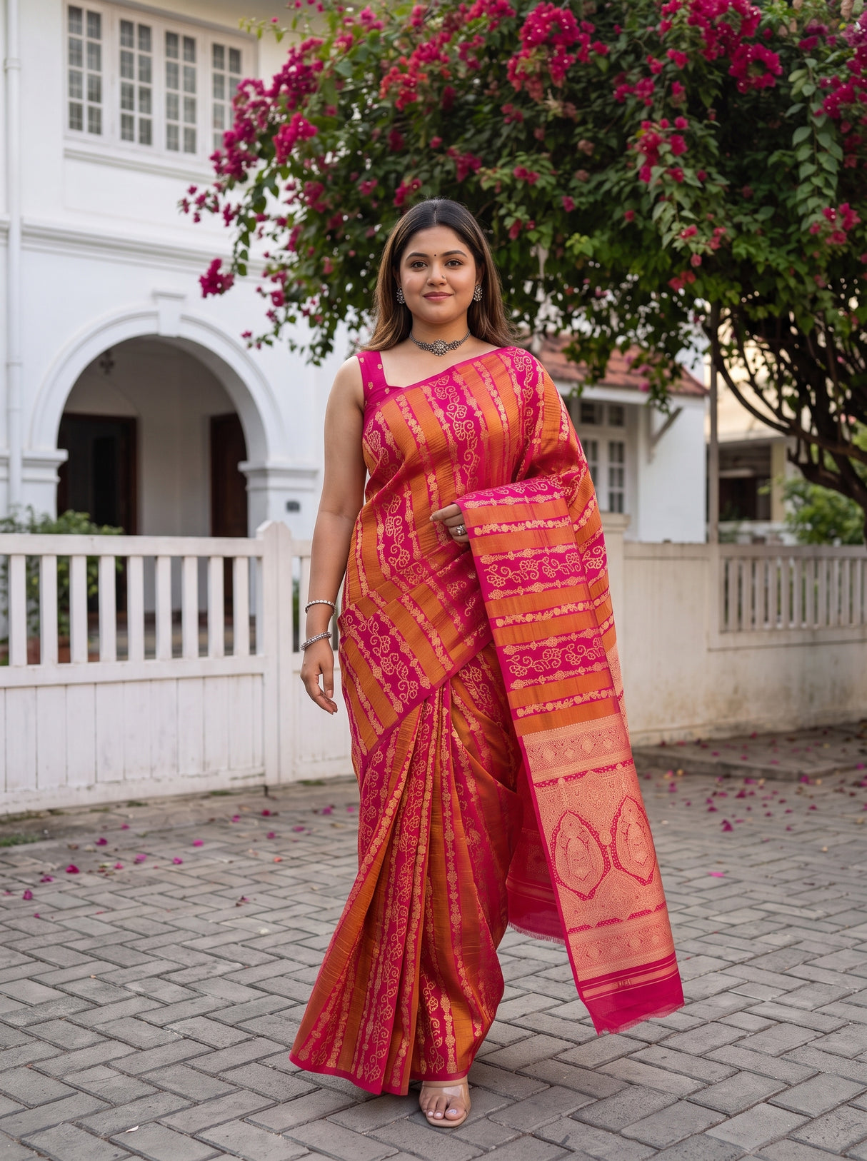 MIMOSA Strawberry Saree Saree — pose 6 styling detail
