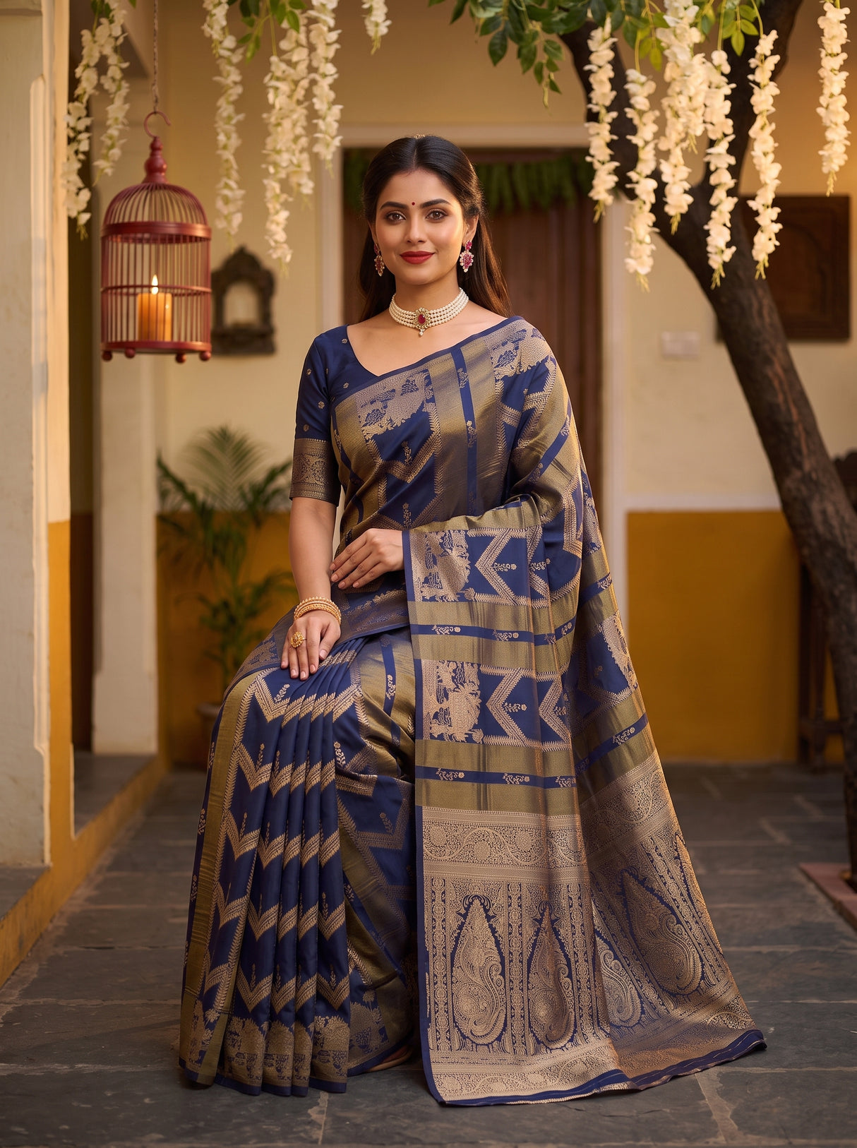 MIMOSA Navy Saree Saree — pose 8 styling detail