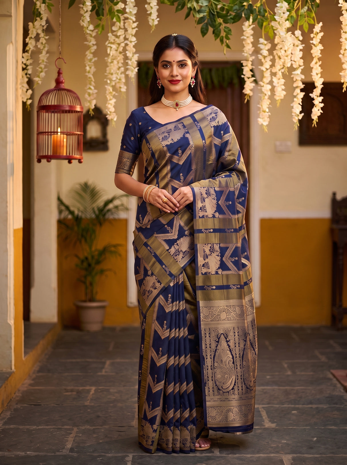 MIMOSA Navy Saree Saree — pose 9 styling detail