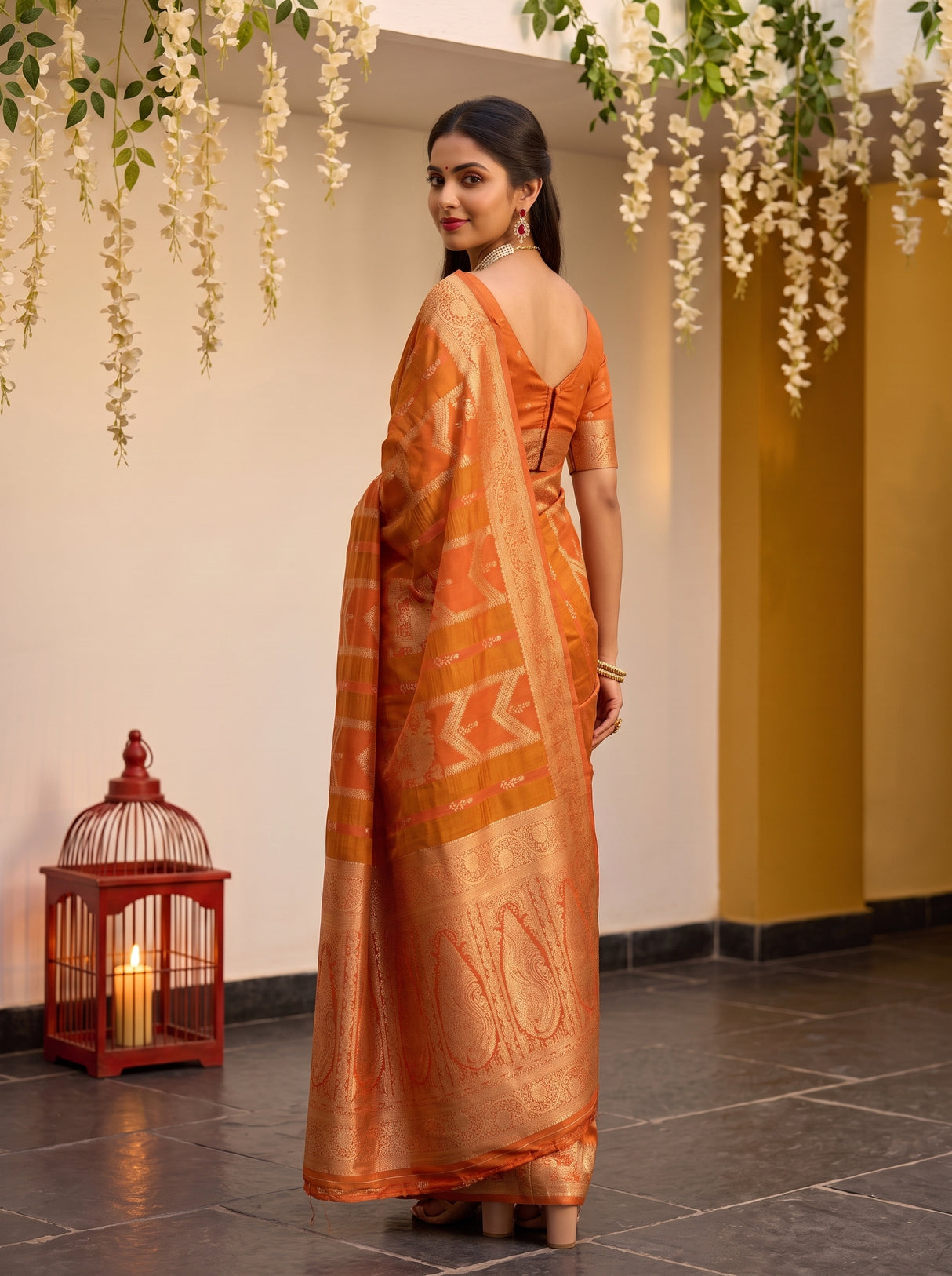 MIMOSA Peach Saree Saree — pose 7 styling detail