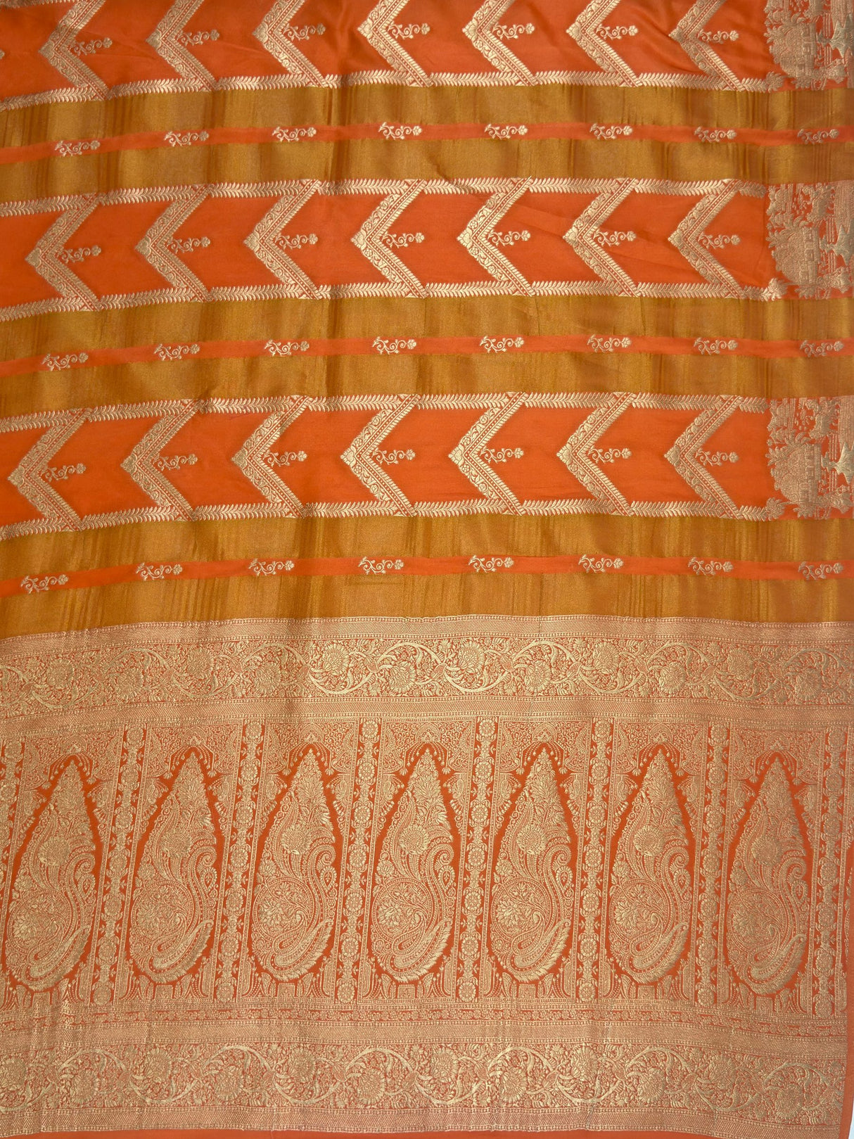MIMOSA Peach Saree Saree — pallu and zari work detail