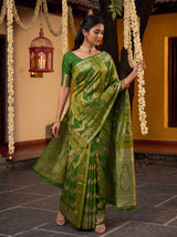 MIMOSA Parrot Green Saree Saree — pose 9 styling detail