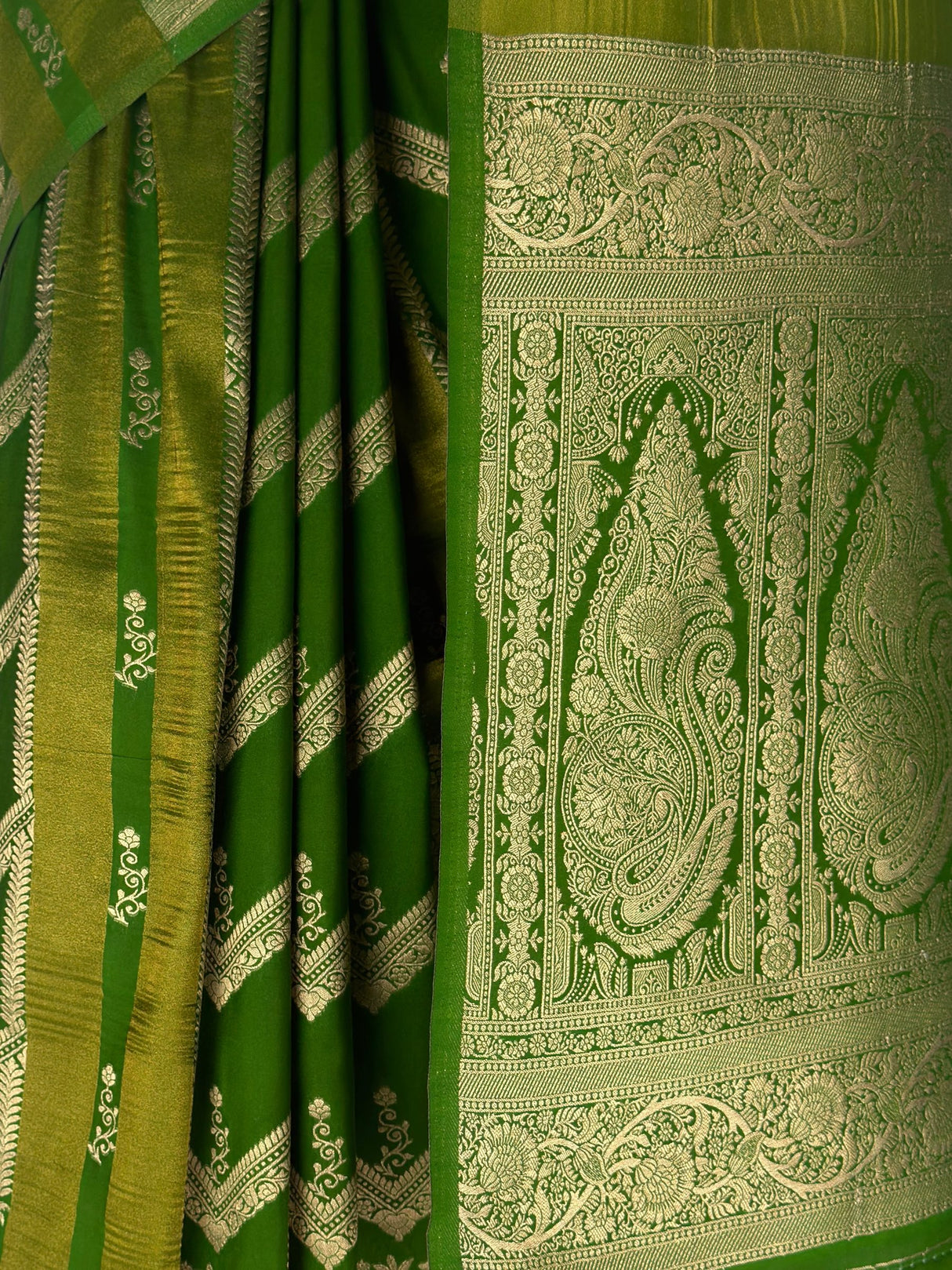 MIMOSA Parrot Green Saree Saree — fleets shot full lifestyle