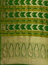 MIMOSA Parrot Green Saree Saree — pallu and zari work detail