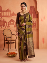 MIMOSA Chocolate Saree Saree — front view on mannequin