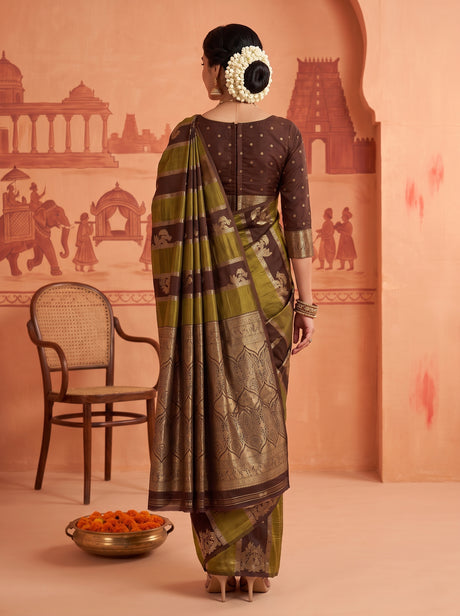 MIMOSA Chocolate Saree Saree — pose 2 styling detail