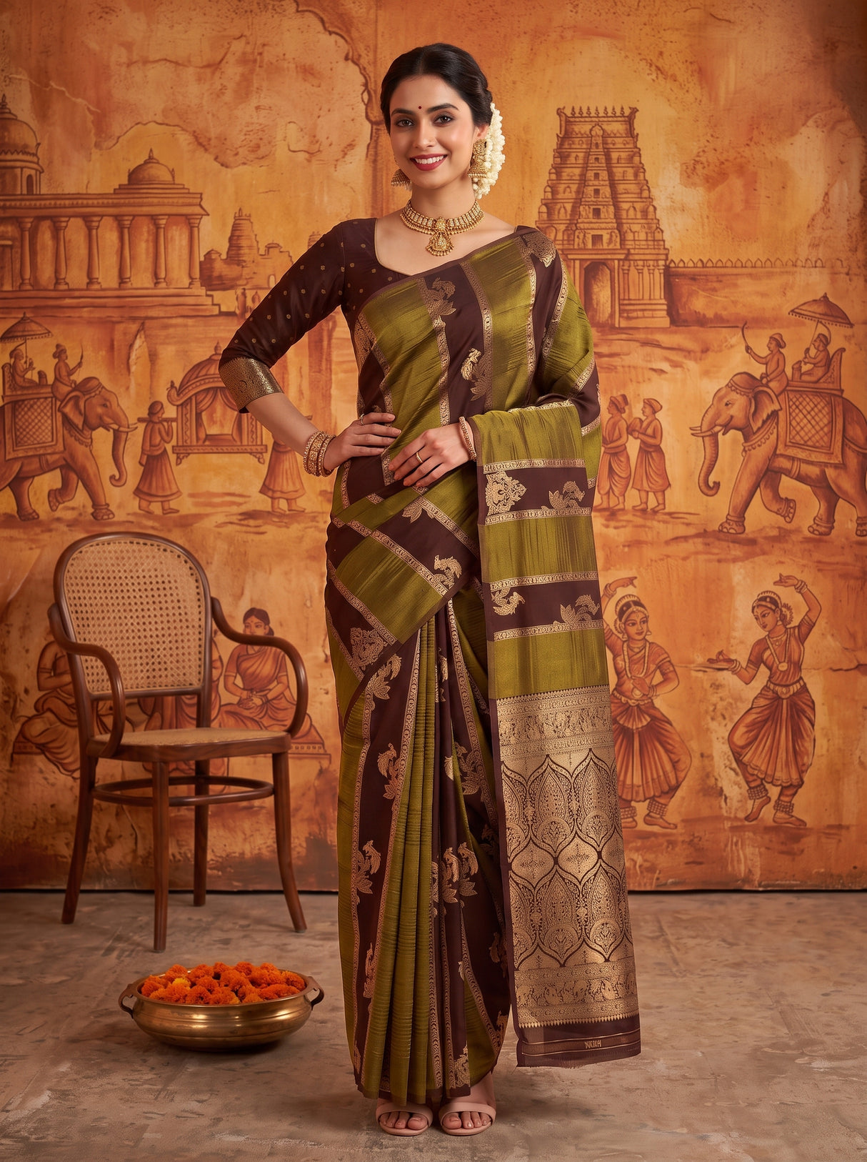 MIMOSA Chocolate Saree Saree — pose 4 styling detail