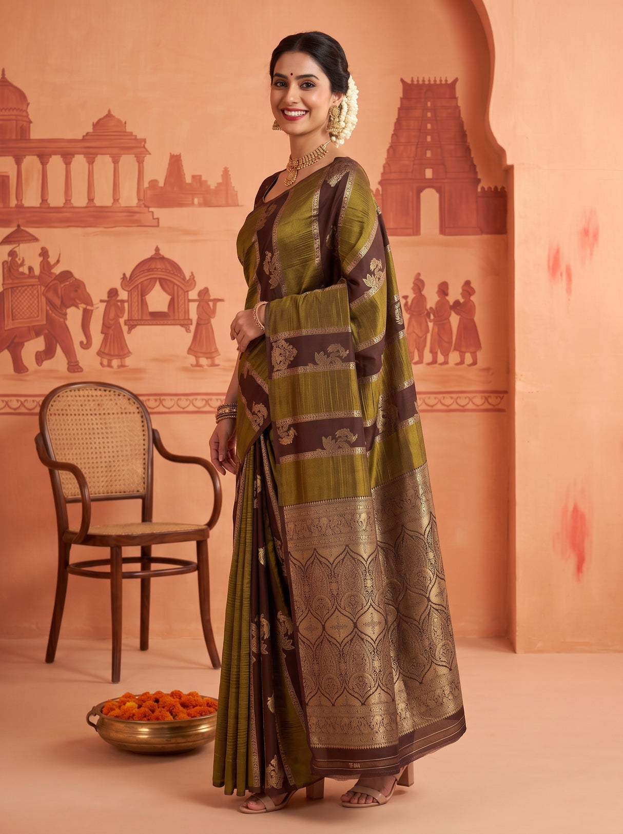 MIMOSA Chocolate Saree Saree — pose 5 styling detail