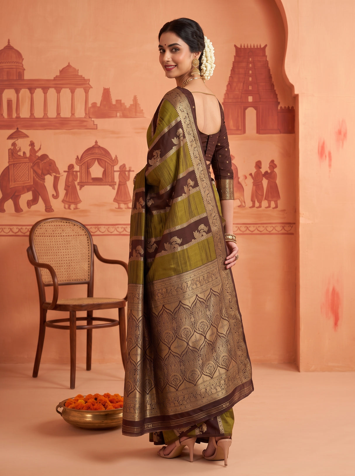 MIMOSA Chocolate Saree Saree — pose 7 styling detail