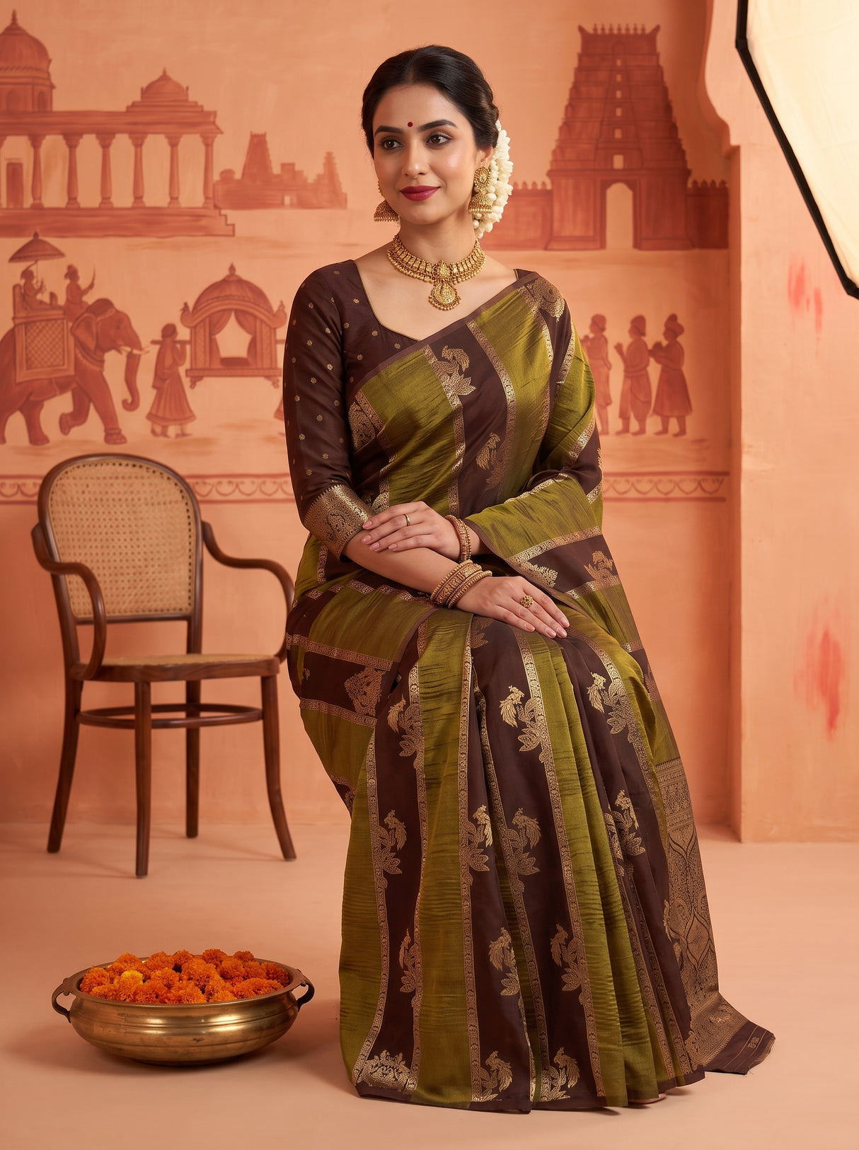 MIMOSA Chocolate Saree Saree — pose 8 styling detail