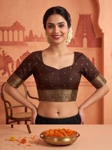 MIMOSA Chocolate Saree Saree — blouse close-up