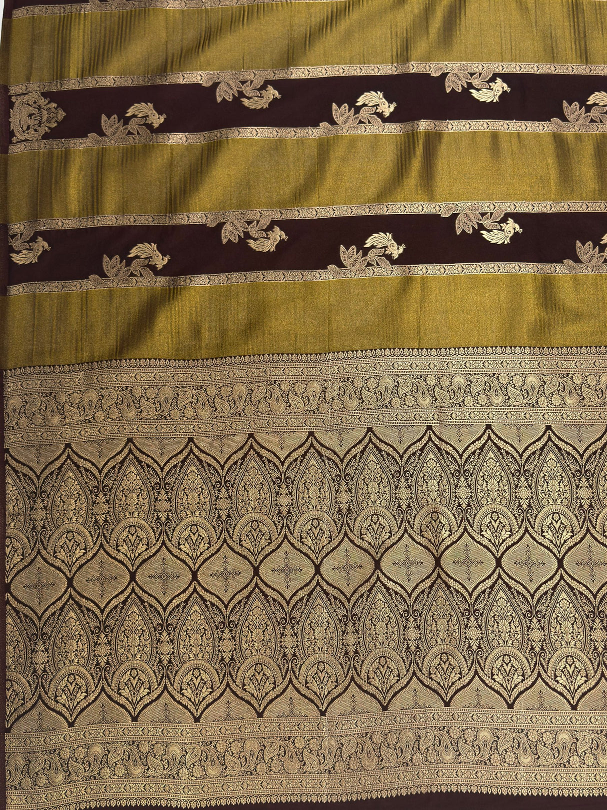 MIMOSA Chocolate Saree Saree — pallu and zari work detail