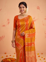 MIMOSA Orange Saree Saree — pose 10 styling detail
