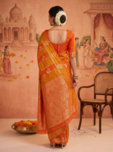 MIMOSA Orange Saree Saree — pose 2 styling detail