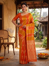 MIMOSA Orange Saree Saree — pose 4 styling detail
