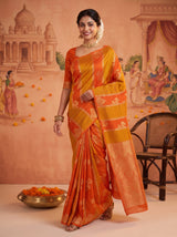 MIMOSA Orange Saree Saree — pose 6 styling detail