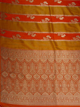 MIMOSA Orange Saree Saree — pallu and zari work detail