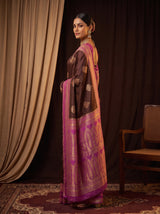 MIMOSA Chocolate Mysore Silk crepe Saree — pose 5 styling detail