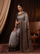 MIMOSA Grey Mysore Silk Saree — pose 10 styling detail