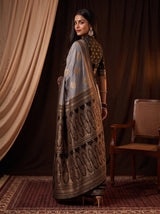 MIMOSA Grey Mysore Silk Saree — pose 7 styling detail