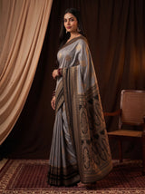 MIMOSA Grey Mysore Silk Saree — pose 9 styling detail