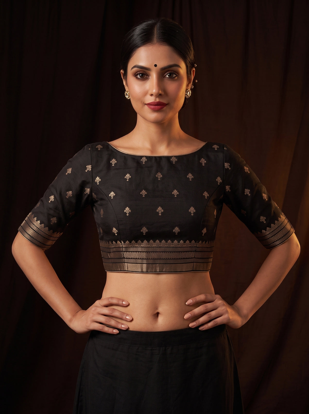MIMOSA Grey Mysore Silk Saree — blouse close-up