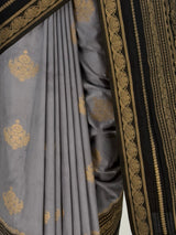 MIMOSA Grey Mysore Silk Saree — fleets shot full lifestyle