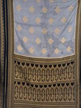 MIMOSA Grey Mysore Silk Saree — pallu and zari work detail