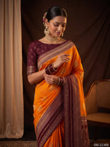 MIMOSA Mustard Mysore Silk crepe Saree — pose 10 styling detail