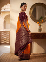 MIMOSA Mustard Mysore Silk crepe Saree — pose 5 styling detail