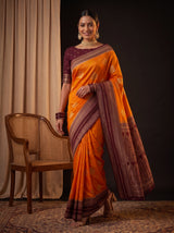MIMOSA Mustard Mysore Silk crepe Saree — pose 6 styling detail