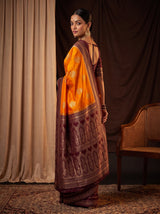 MIMOSA Mustard Mysore Silk crepe Saree — pose 7 styling detail