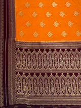 MIMOSA Mustard Mysore Silk crepe Saree — pallu and zari work detail