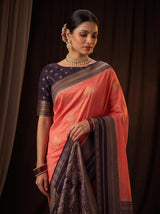 MIMOSA Peach Mysore Silk crepe Saree — pose 10 styling detail