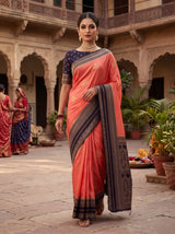 MIMOSA Peach Mysore Silk crepe Saree — pose 6 styling detail