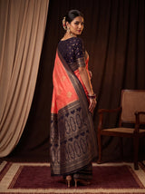 MIMOSA Peach Mysore Silk crepe Saree — pose 7 styling detail