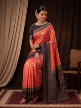 MIMOSA Peach Mysore Silk crepe Saree — pose 8 styling detail