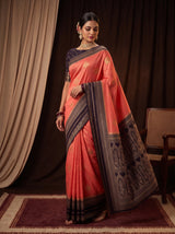 MIMOSA Peach Mysore Silk crepe Saree — pose 9 styling detail