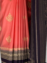 MIMOSA Peach Mysore Silk crepe Saree — fleets shot full lifestyle