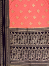 MIMOSA Peach Mysore Silk crepe Saree — pallu and zari work detail