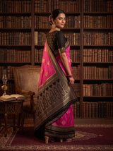 MIMOSA Pink Mysore Silk crepe Saree — pose 5 styling detail