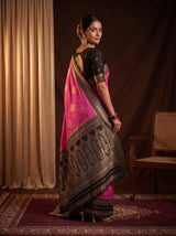 MIMOSA Pink Mysore Silk crepe Saree — pose 7 styling detail