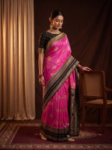 MIMOSA Pink Mysore Silk crepe Saree — pose 9 styling detail